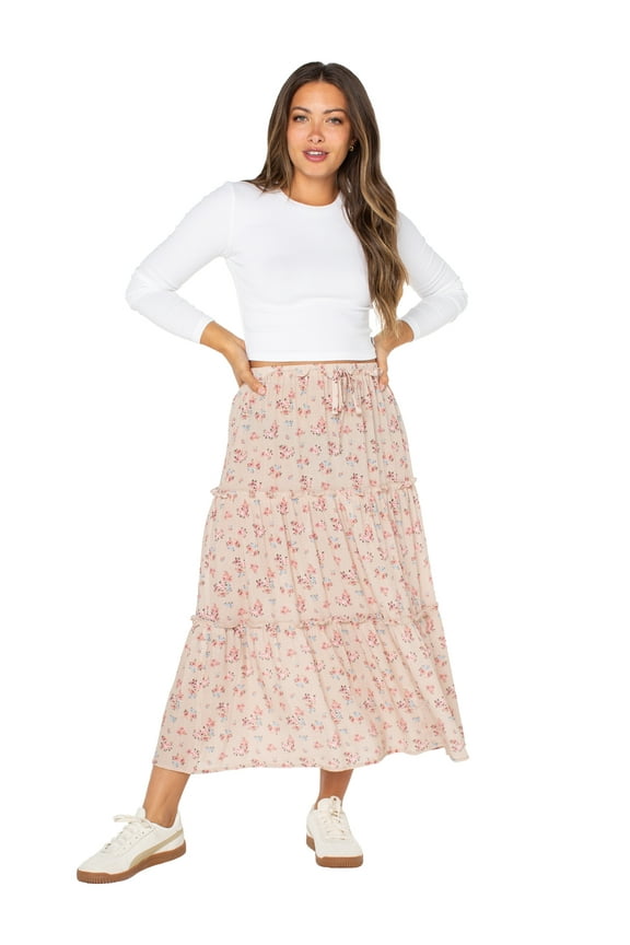 Women's and Women's Plus Tiered Maxi Skirt, Sizes XS-4X