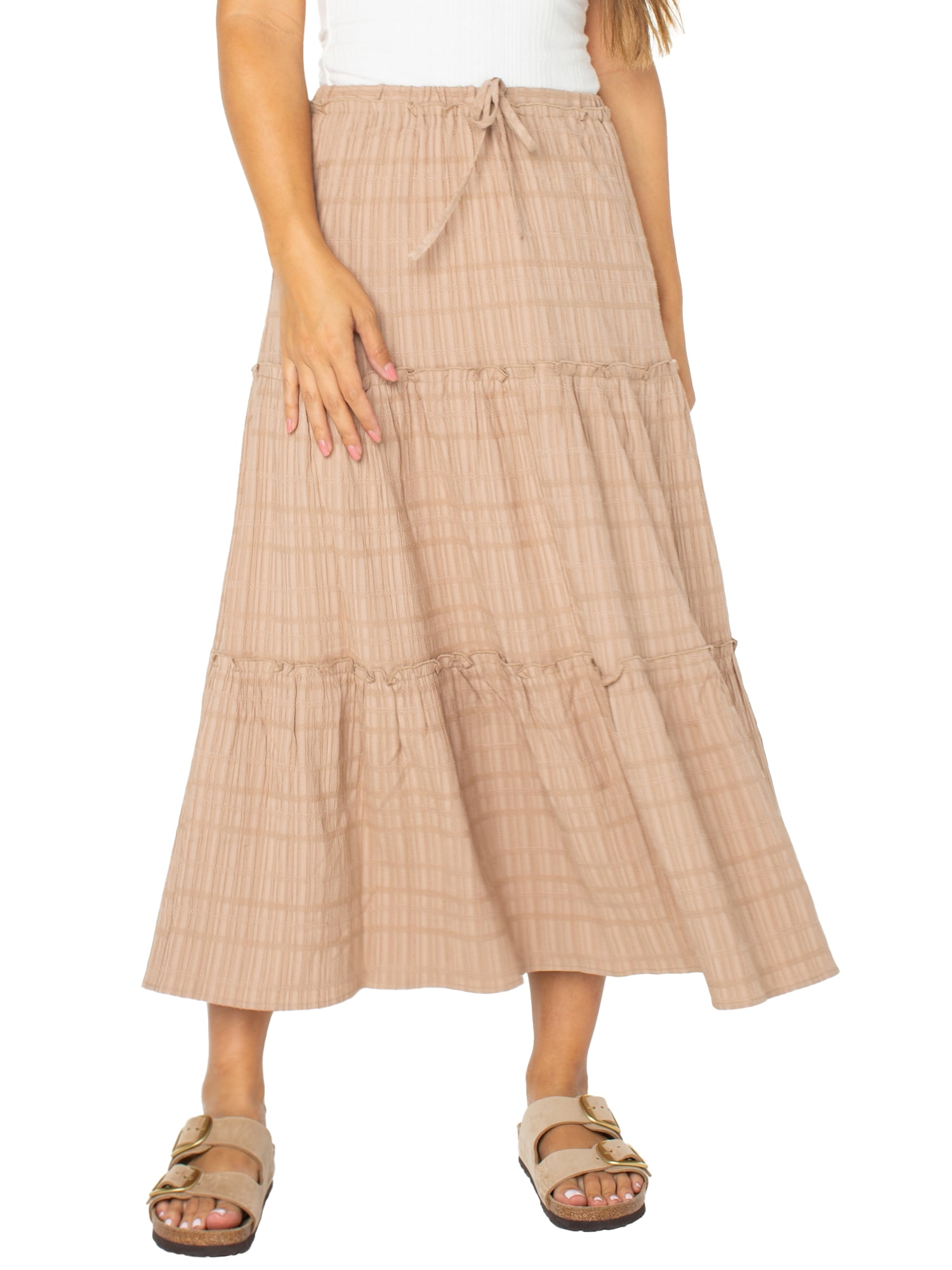 Celebrity Pink Women's and Women's Plus Tiered Maxi Skirt, Sizes XS-4X