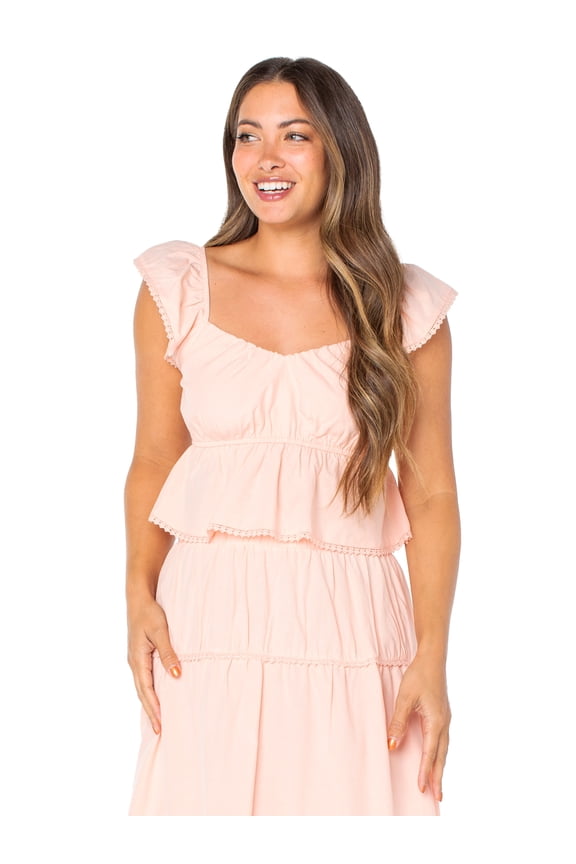 Juniors Woven Flutter Sleeve Top
