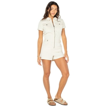 Celebrity Pink Juniors Zip Front Denim Romper, Sizes XS-XXXL