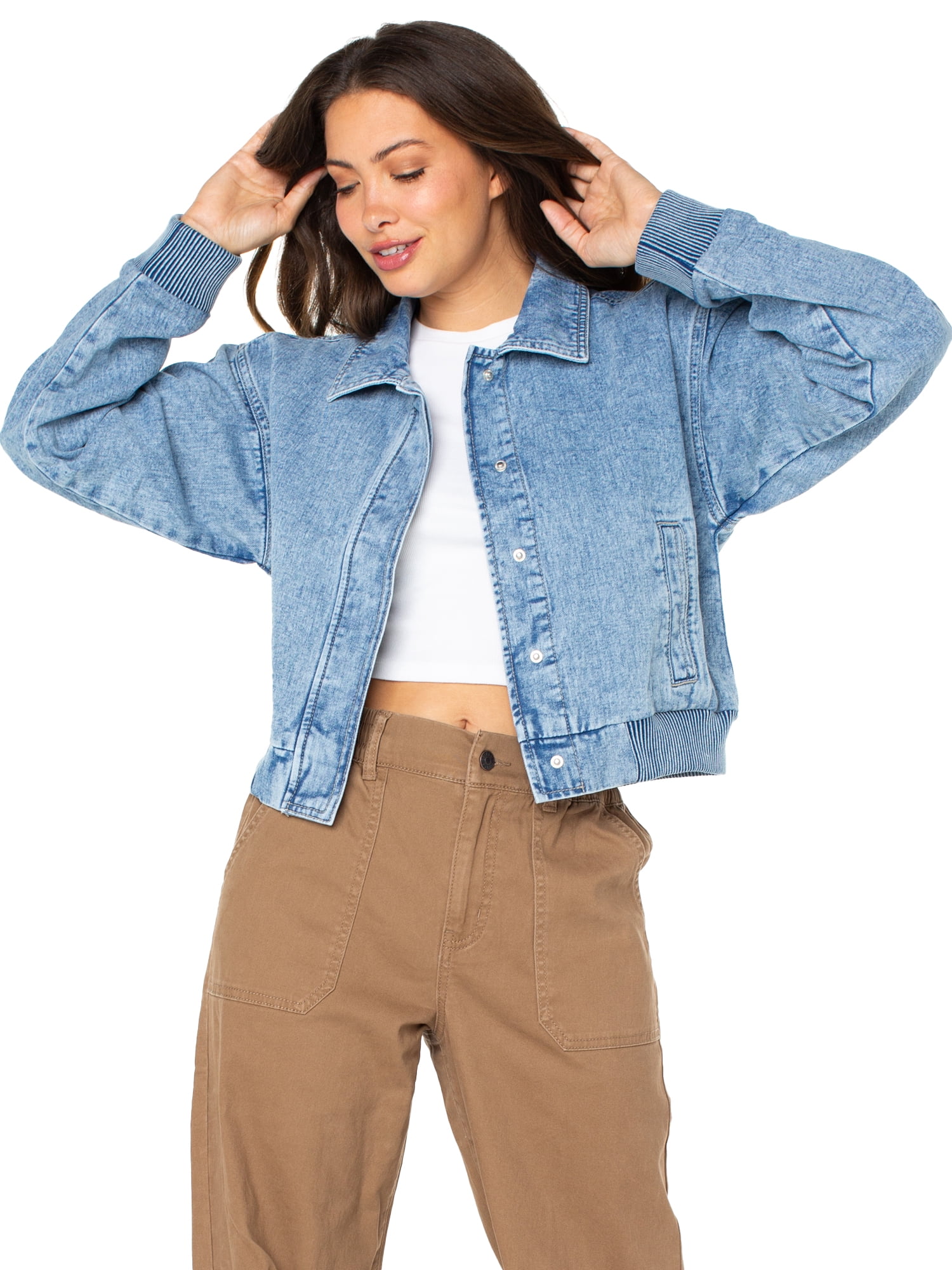 Celebrity Pink Denim Bomber Jacket Waist XXS-3X Sizes