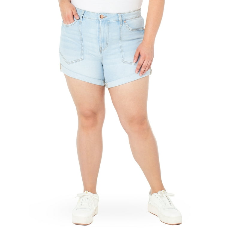Celebrity Pink Juniors and Juniors Plus Mid Rise Utility Roll Cuff Shorts Sizes 1 24 Walmart