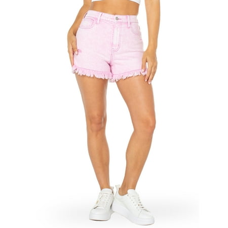Celebrity Pink Juniors and Juniors Plus Ultra High Rise Fray Hem Denim Shorts, Sizes 1-24