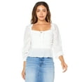 thumbnail image 1 of Celebrity Pink Long Sleeve Crinkle Woven Top, 1 of 4