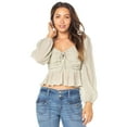 thumbnail image 1 of Celebrity Pink Long Sleeve Crinkle Woven Top, 1 of 4