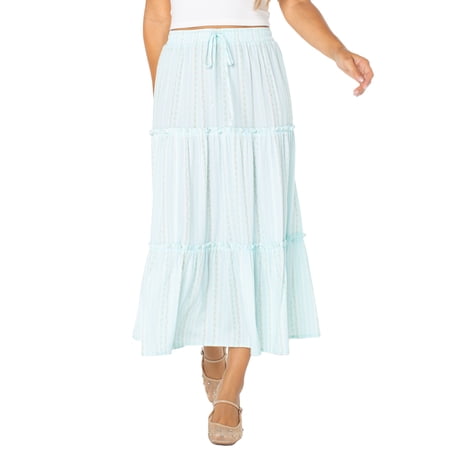Celebrity Pink Women's and Women's Plus Floral Print Tiered Maxi Skirt, Sizes XS-4X