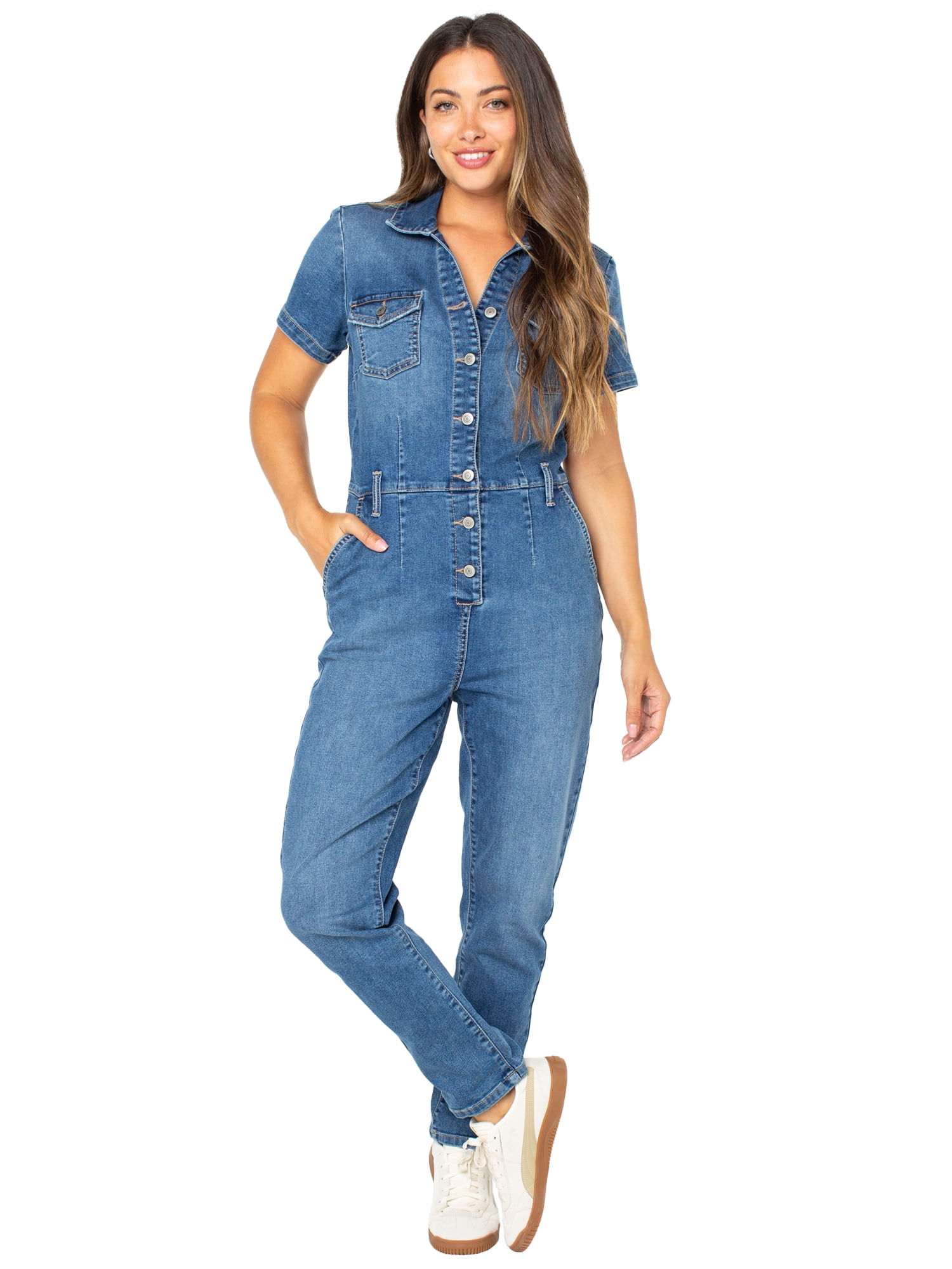 Celebrity Pink Slim Fit Short Sleeve Boilersuit, Juniors