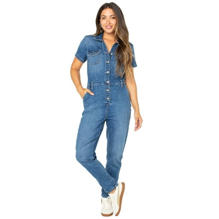 Celebrity Pink Slim Fit Short Sleeve Boilersuit, Juniors