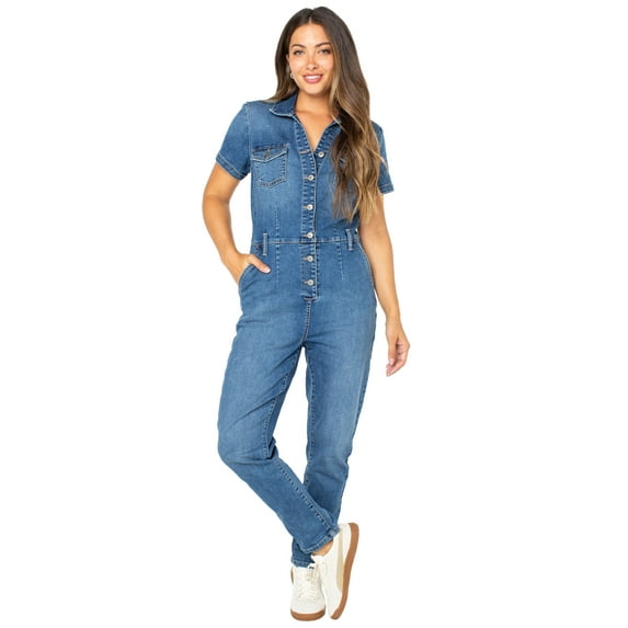 Celebrity Pink Slim Fit Short Sleeve Boilersuit, Juniors