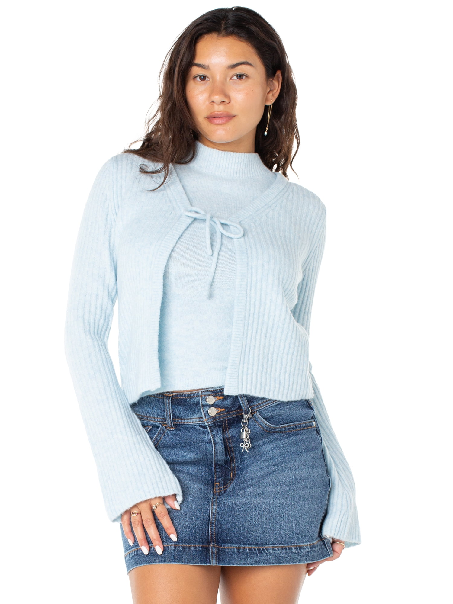 Celebrity Pink Women's 2 Piece Sweater Set Sleeveless Mockneck