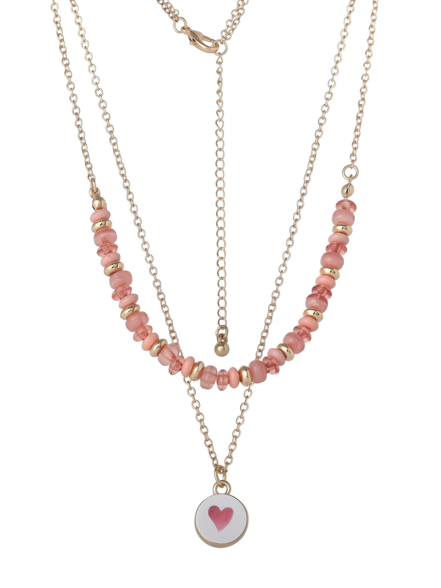 Celebrity Pink Women's Heart Layered Beaded Necklace