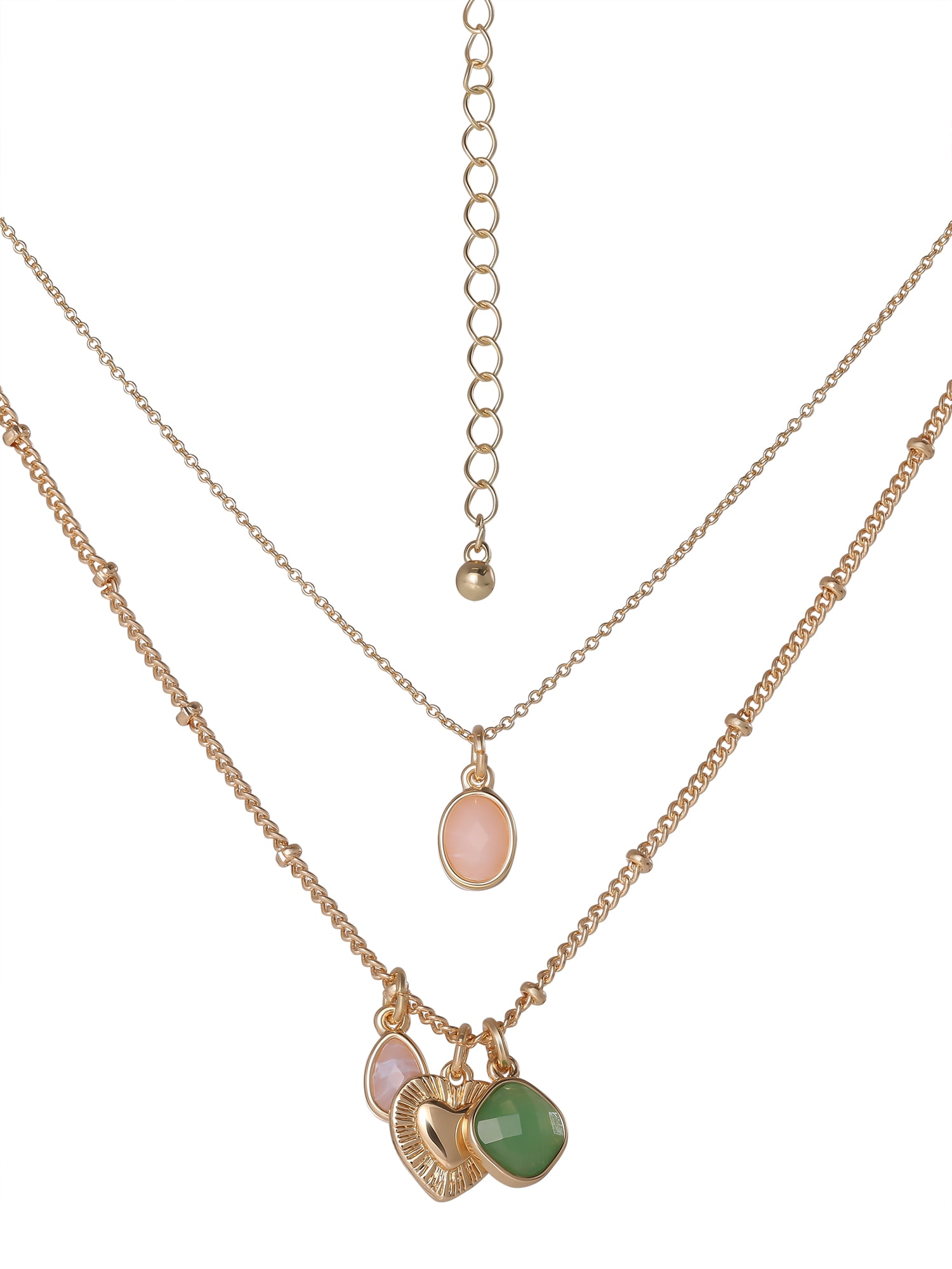 Celebrity Pink Women's Layered Charm Necklace with Decorative Charms