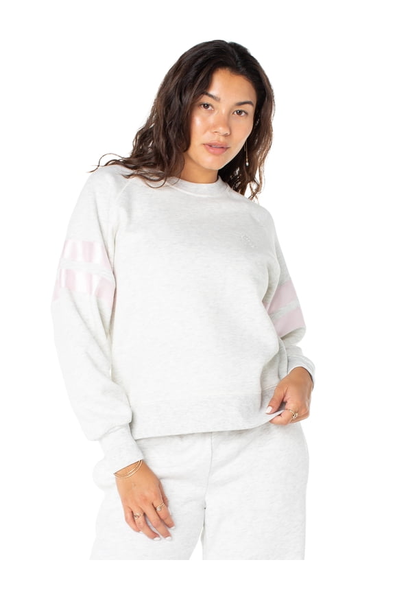 Women's Satin Stripe Crew Neck Sweatshirt, Sizes XS-XXXL