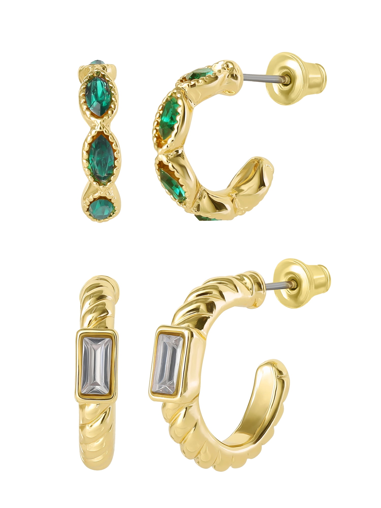 Celebrity Pink Women's Cry Accent Hoop Earring Set, 2 Pairs