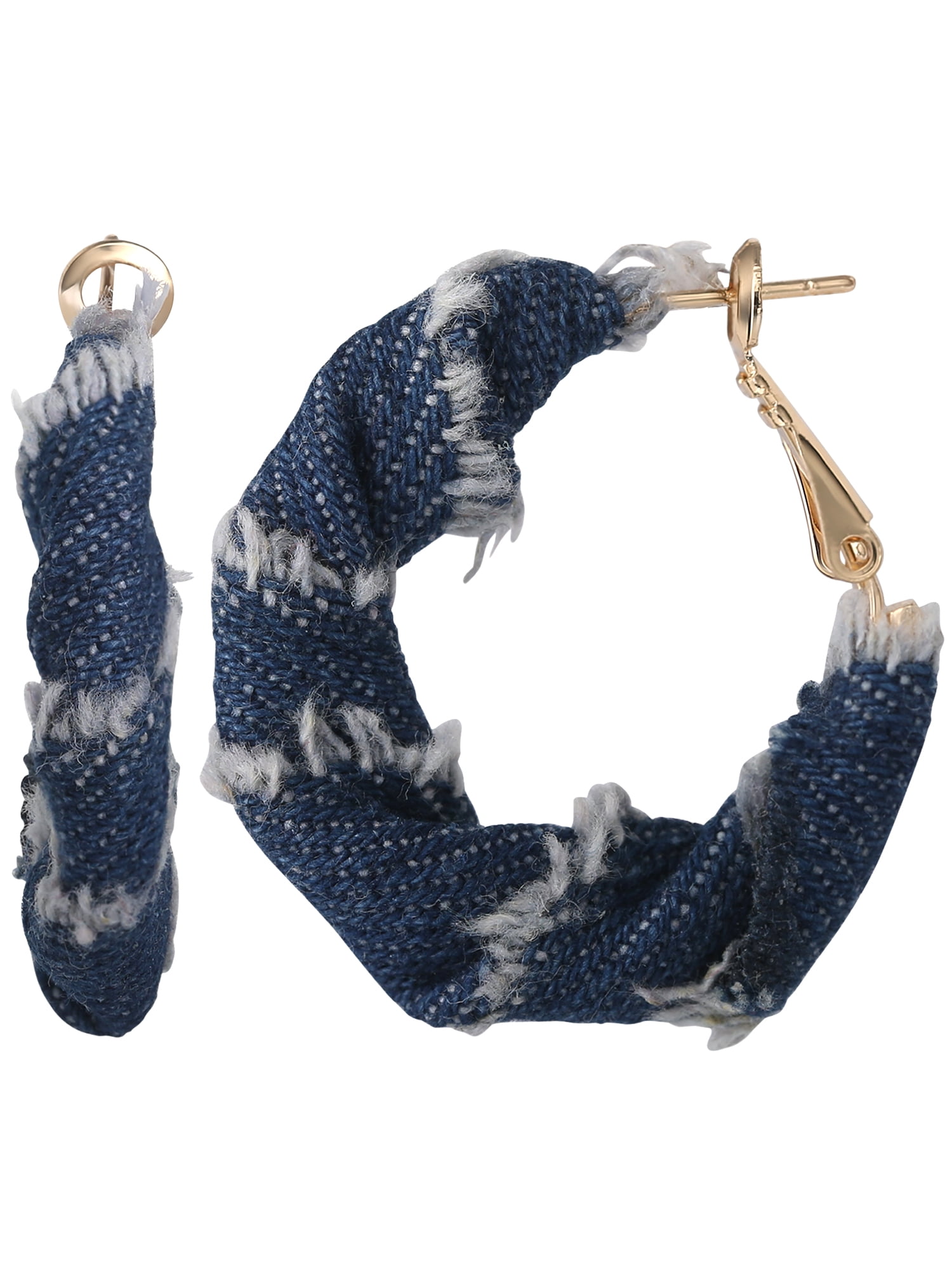 Celebrity Pink Women's Denim Inspired Hoop Earrings - Stylish Lightweight Design