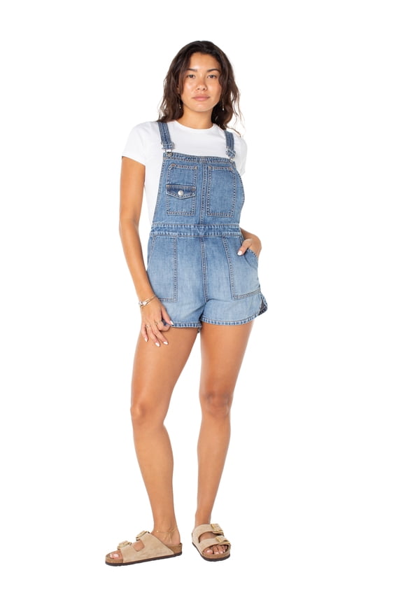 Women's Drapey Denim Dolphin Hem Shortalls, Sizes XS-XXXL