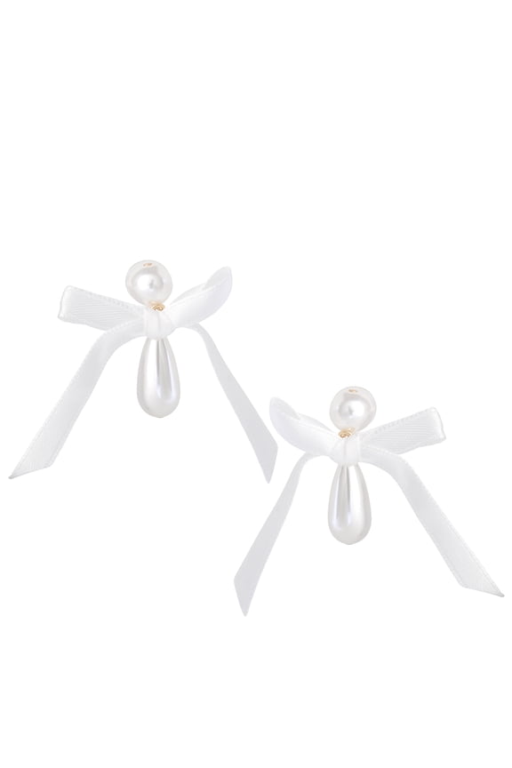 Women's Faux Pearl Bow Dangle Earrings