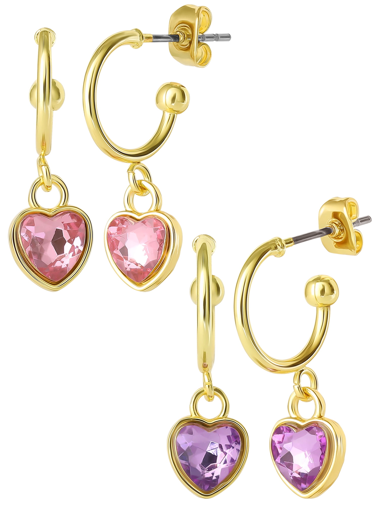 Celebrity Pink Women’s Heart Hoop Earring Set, Two Pairs
