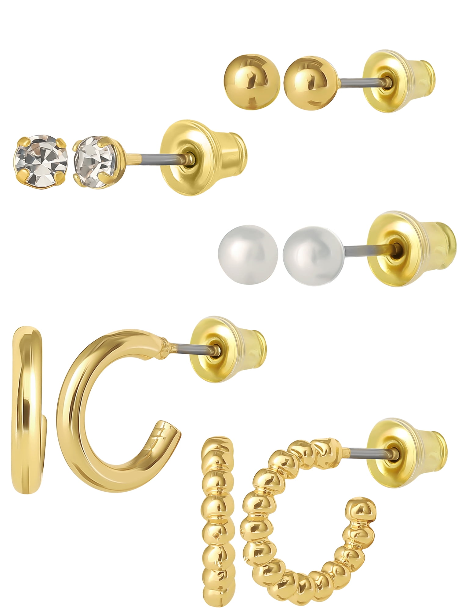 Celebrity Pink Women's Fashion Earring Set with Hoops and Studs