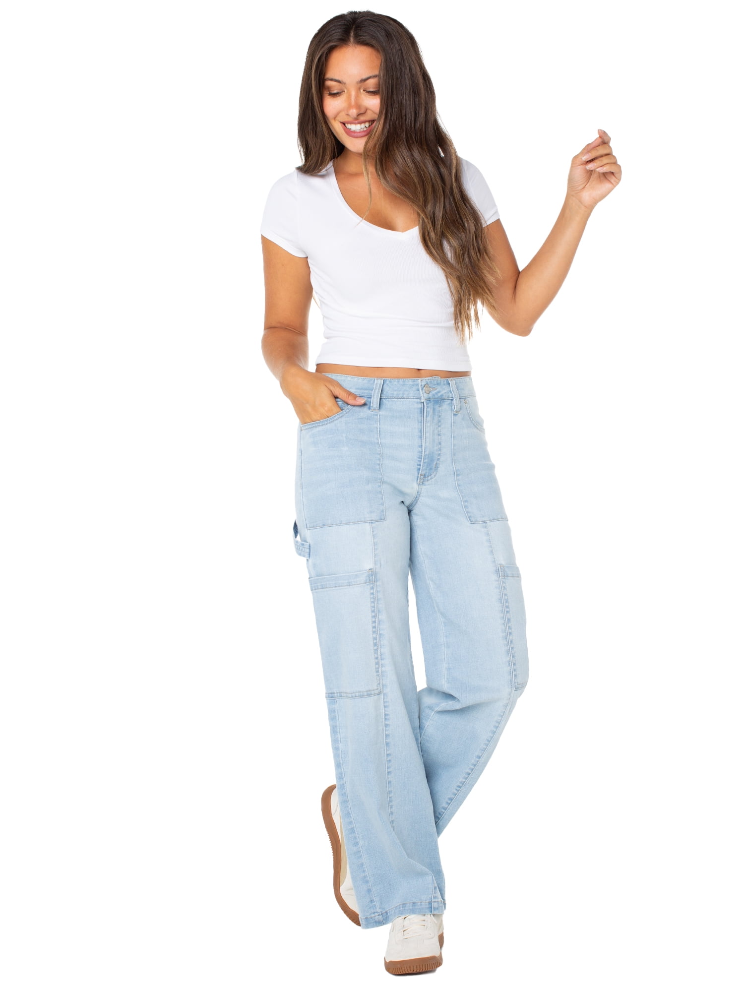 Juniors and Juniors Plus Wide Leg Seamed Cargo, Sizes 2-24