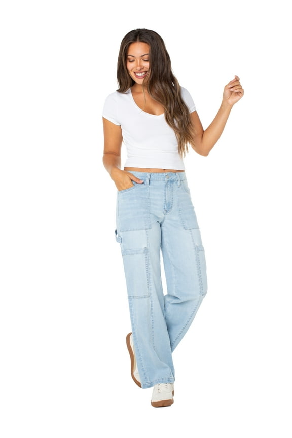 Juniors and Juniors Plus Wide Leg Seamed Cargo, Sizes 2-24