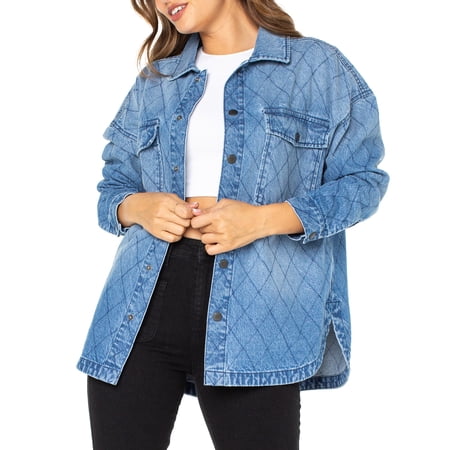 Celebrity Pink Women's Juniors Denim Shacket
