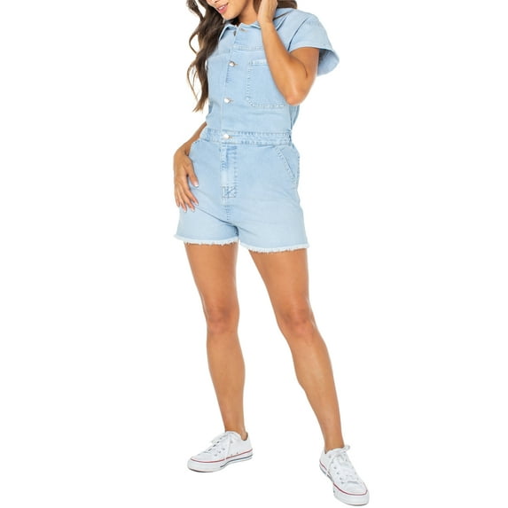 Celebrity Pink Women's Juniors Frayed Hem Boilersuit