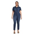 thumbnail image 1 of Celebrity Pink Women's Juniors Puff Sleeve Boilersuit, Sizes XS-XXXL, 1 of 5