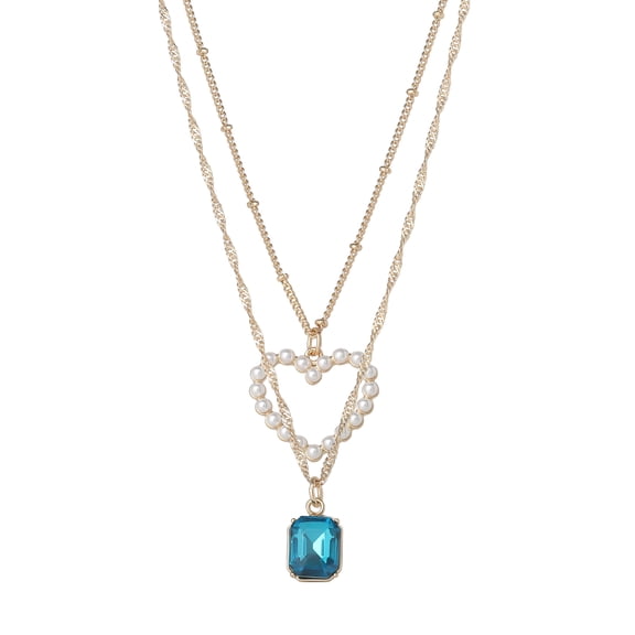 Celebrity Pink Women's Layered Heart Pendant Chain Necklace