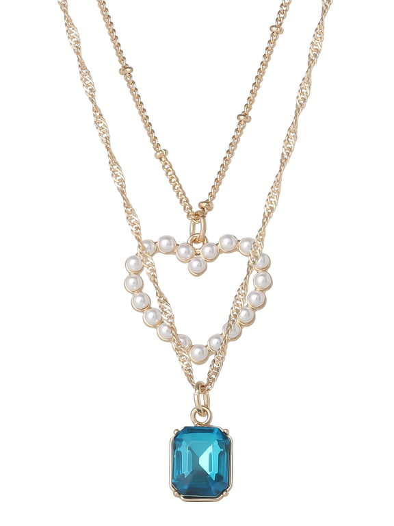 Women's Layered Heart Pendant Chain Necklace