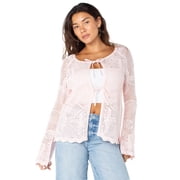 Women's Long Tie Front Crochet Cardigan, Sizes XS-XXXL