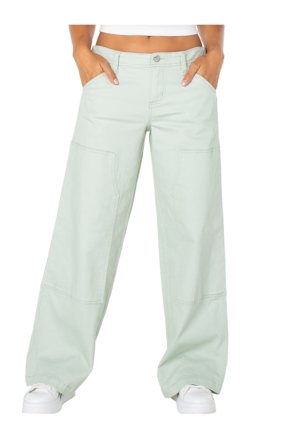 Women's Low Rise Baggy Utility Wide Leg Jeans, Sizes 1-21