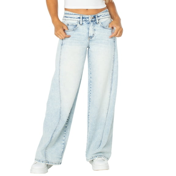Celebrity Pink Women's Low Rise Double Waistband Wide Leg Jeans, Sizes 1-21