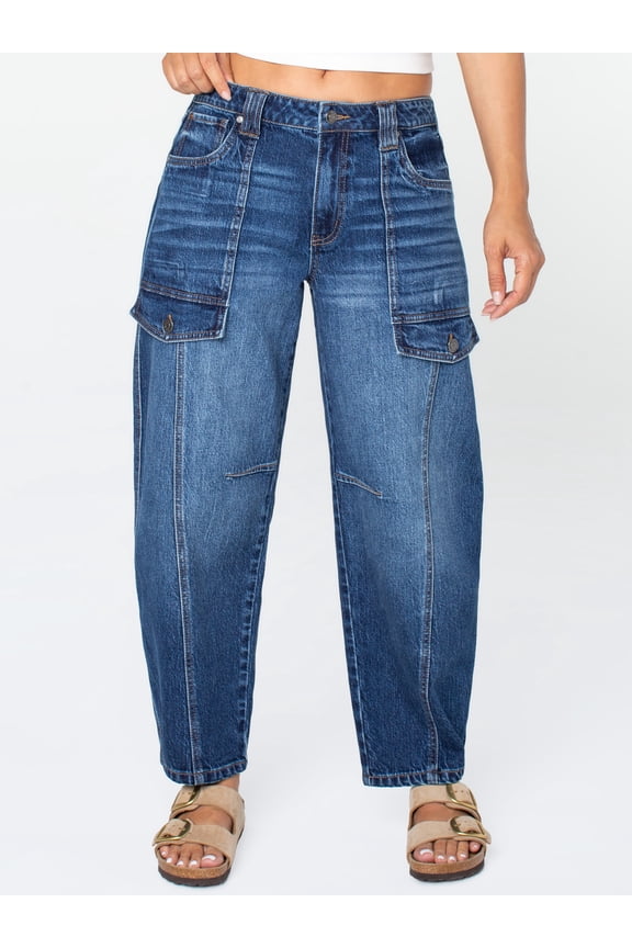 Women's Mid Rise Utility Barrel Jeans, Sizes 1-21