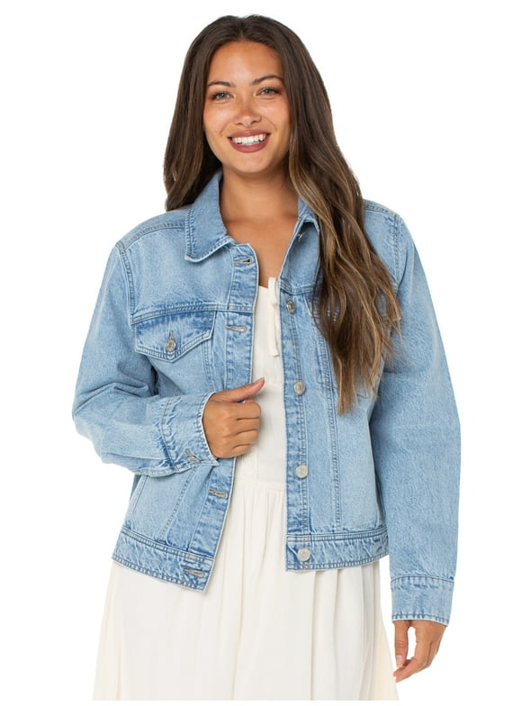 Women's Oversized Boyfriend Denim Jacket, Sizes XS-XXXL