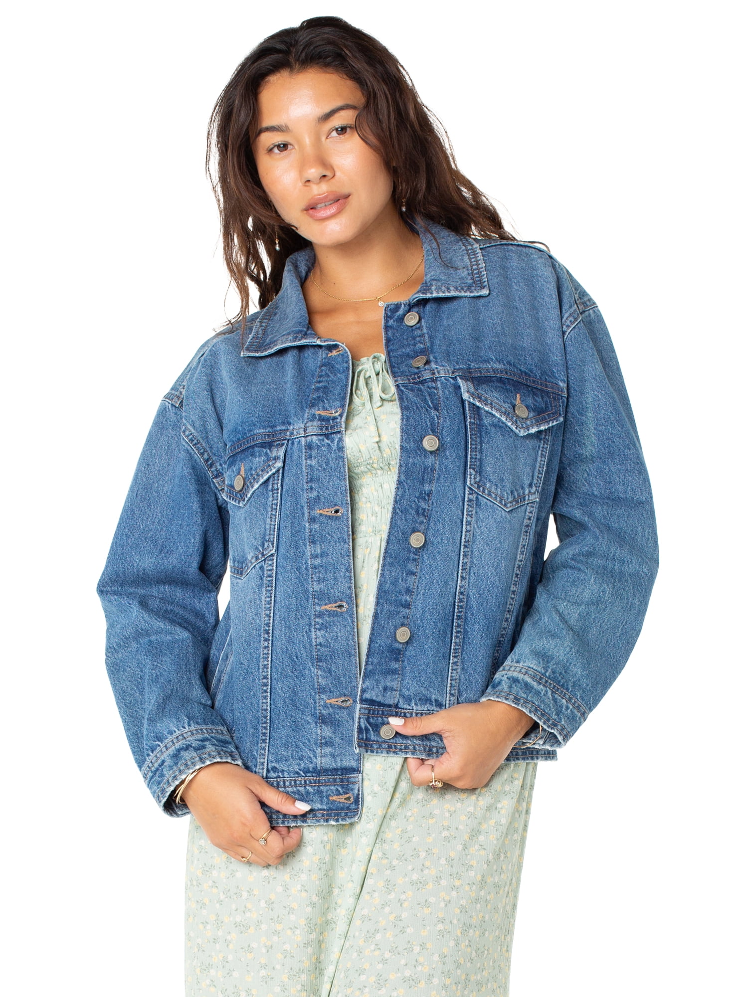 Celebrity Pink Women's Oversized Denim Jacket, Sizes XS-XXXL