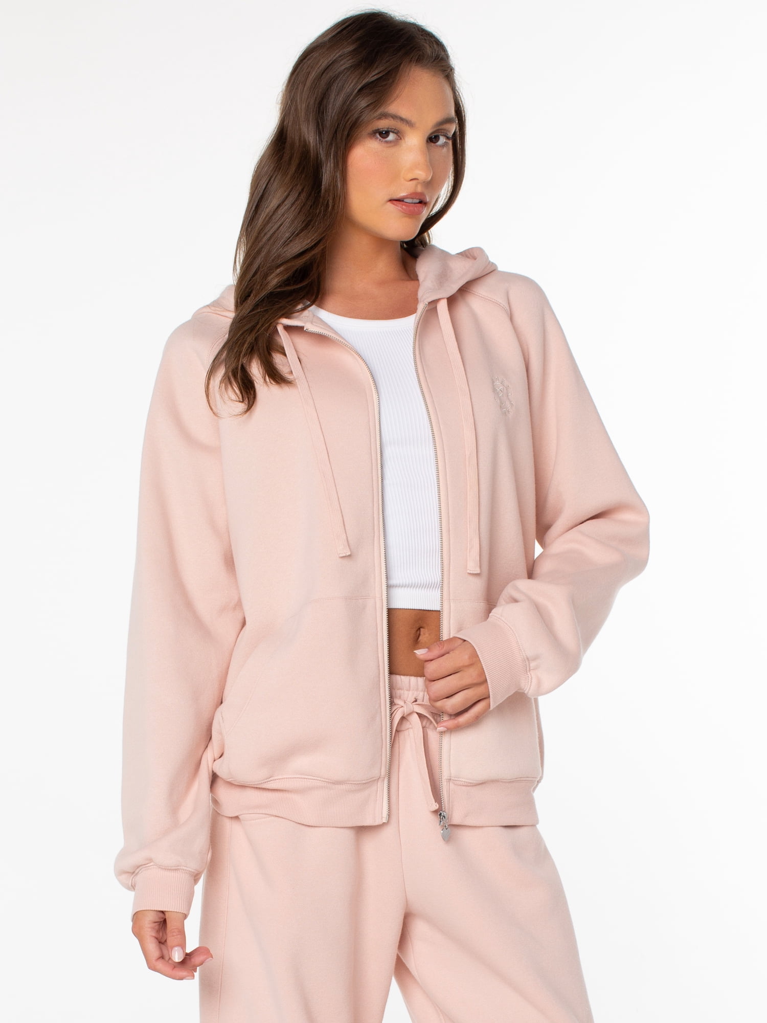 Celebrity Pink Women's Oversized Raglan Zip Hoodie, Sizes XS-XXXL