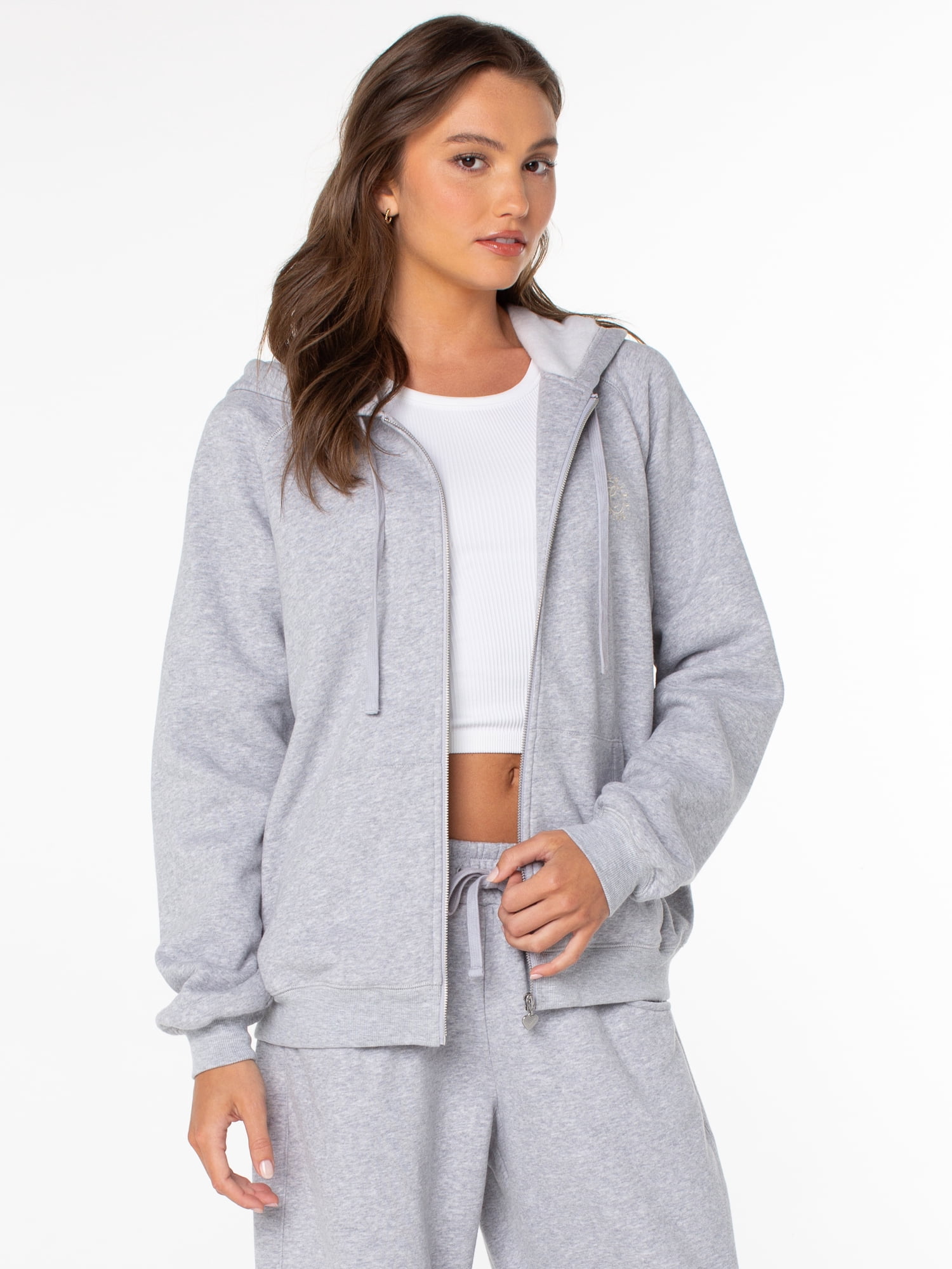 Celebrity Pink Women's Oversized Raglan Zip Hoodie, Sizes XS-XXXL