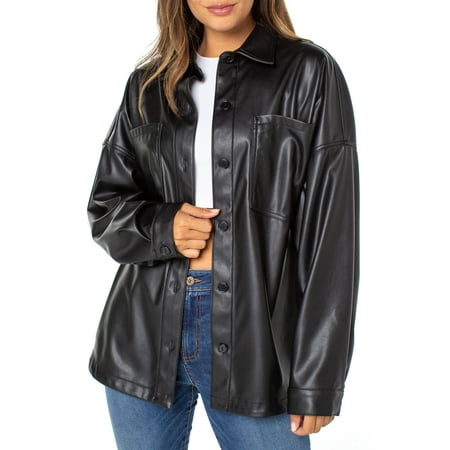 Celebrity Pink Women's Pleather Shacket