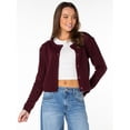 thumbnail image 1 of Celebrity Pink Women's Pointelle Crew Neck Cardigan Sweater, Sizes XS-XXXL, 1 of 11
