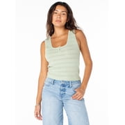 Women's Pointelle Henley Tank Top, Sizes XS-XXXL