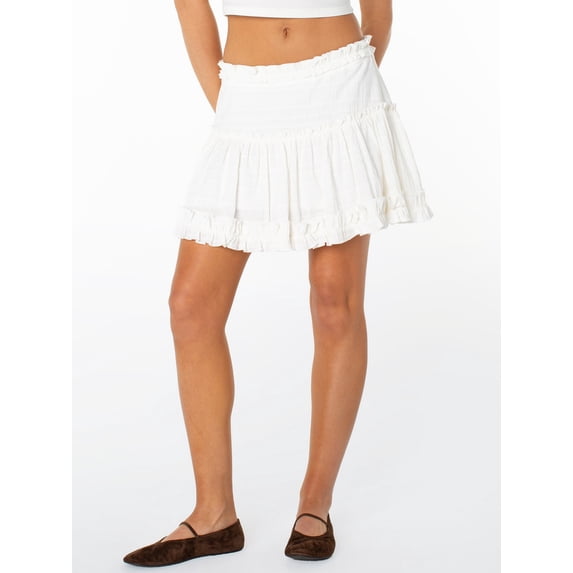 Celebrity Pink Women's Ruffle Trim Mini Skirt, XS-XXXL