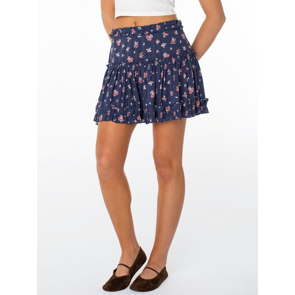 Celebrity Pink Women's Ruffle Trim Mini Skirt, XS-XXXL