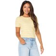 thumbnail image 1 of Celebrity Pink Women's Short Sleeve Pointelle Henley, Sizes XS-XXXL, 1 of 5