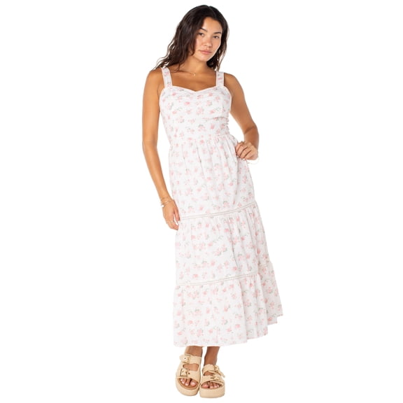 Celebrity Pink Women's Sleeveless Lace Trim Tiered Maxi Dress, Sizes XS-XXXL