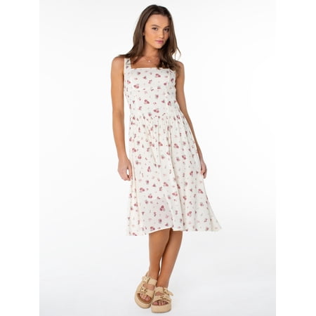 Celebrity Pink Women's Smocked Back Floral Tank Midi Dress, Sizes XS-XXXL