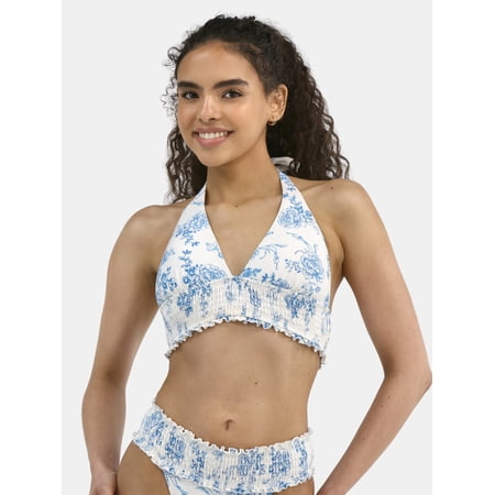 Celebrity Pink Women’s Smocked Toile Bikini Top, Sizes XS-XXL
