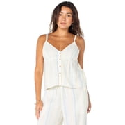 Women's Spaghetti Strap Button Front Stripe Tank, Sizes XS-XXXL