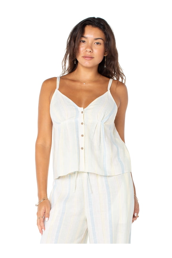 Women's Spaghetti Strap Button Front Stripe Tank, Sizes XS-XXXL