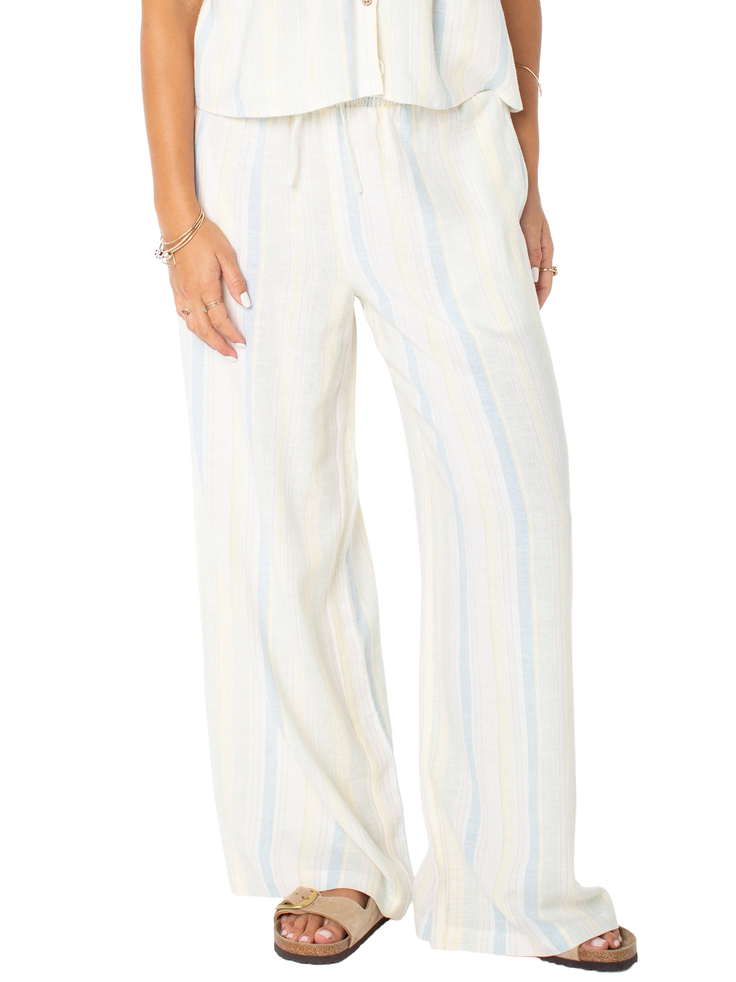 Celebrity Pink Women's Stripe Pull On Wide Leg Beach Pant, Sizes XS-XXXL